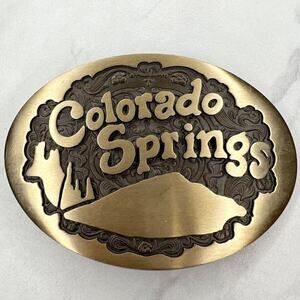 Vintage High Mesa Solid Bronze Colorado Springs Belt Buckle ✨